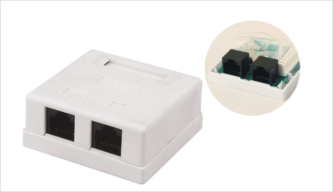 2 color blanco YH7014 de la caja RJ45 CAT5E CAT6 del soporte de la superficie del zócalo del enchufe de pared de la red del puerto