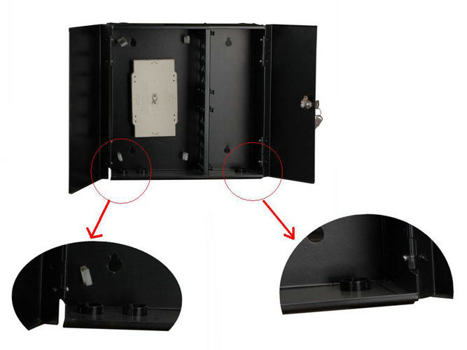 12 24 48 cajas terminales interiores YH1002 del soporte FTTH de la pared del gabinete de la fibra óptica del metal del soporte de la pared de la base